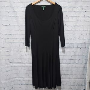 Lauren Ralph Lauren women’s size 6 black 3/4 long sleeve fit & flare tulip dress